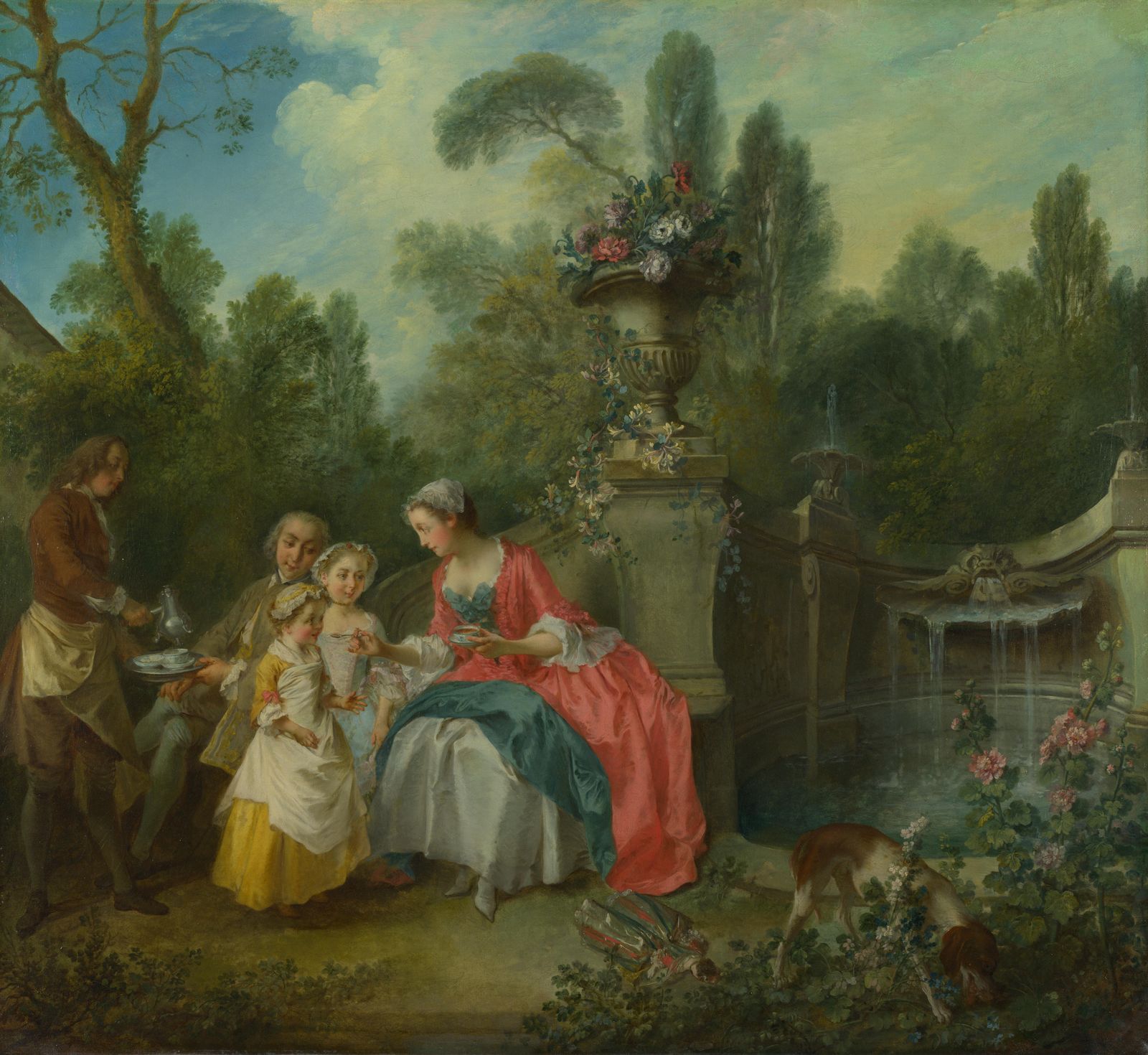 Lancret A_Lady_in_Garden_taking_Coffee_with_some_Children